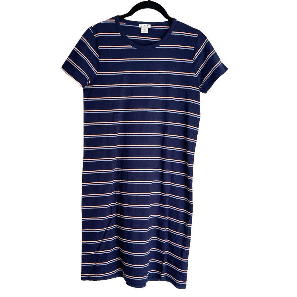 J. Crew Mercantile Striped T-Shirt Dress Round Neck Pink/Navy Women's Size XXS
